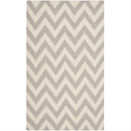 Safavieh 3 Ft. X 5 Ft. Small Rectangle Contemporary Dhurries- Grey And Ivory- Flatweave Rug DHU557C-3